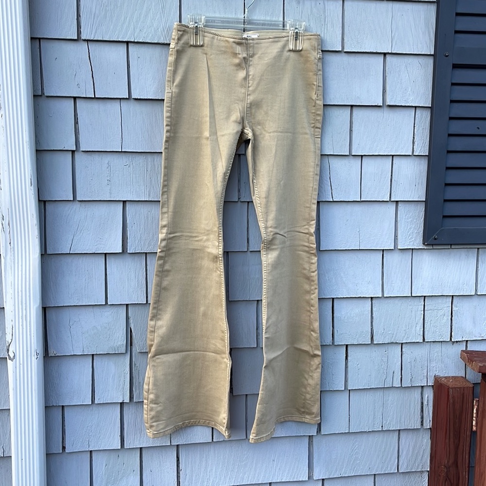 Free People Beige Elastic Waist Accentuated Flair Size 28 61855-16515125…